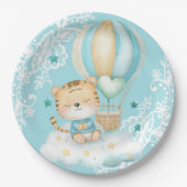 Watercolor Tiger & Balloon birthday paper Plates Pappteller (Vorderseite)