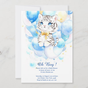 Watercolor Tiger Boy Baby Dusche Einladung
