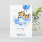 Watercolor Tiger Boy Baby Dusche Einladung (Stehend Vorderseite)