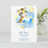 Watercolor Tiger Boy Baby Dusche Einladung (Stehend Vorderseite)