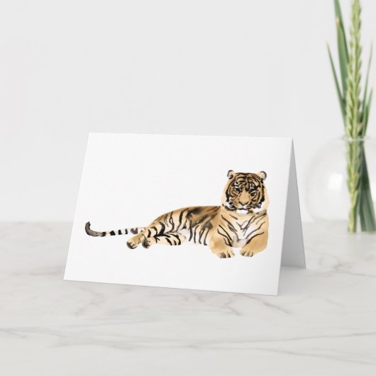 Watercolor Tiger Resting Karte (Vorderseite)