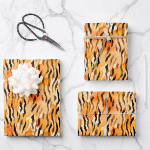 Watercolor-Tigerstreifen Geschenkpapier Set
