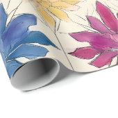 Watercolor Tile Flowers Wrapping Paper Geschenkpapier (Rolleneckpunkt)
