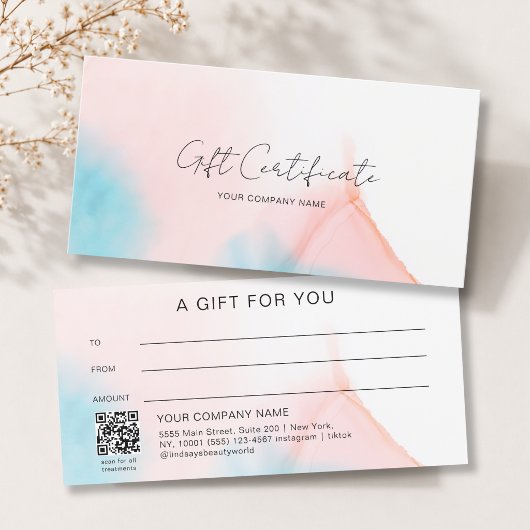 Watercolor-Tinte QR-Code-Geschenkgutschein