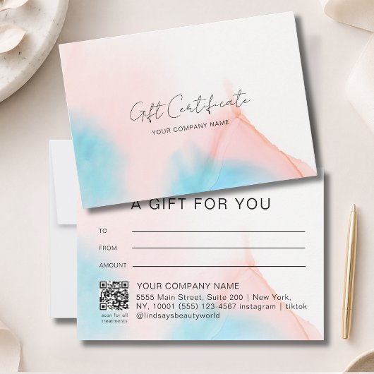 Watercolor-Tinte QR-Code-Geschenkgutschein
