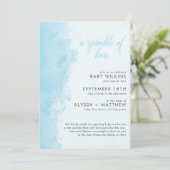 Watercolor Tinte Wash Texture Boy Baby Sprinkle Einladung (Stehend Vorderseite)