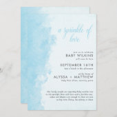 Watercolor Tinte Wash Texture Boy Baby Sprinkle Einladung (Vorne/Hinten)