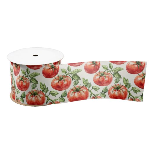 Watercolor Tomato Pattern Satinband (Spule)