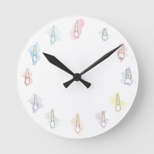 Watercolor Tooth Runde Wanduhr