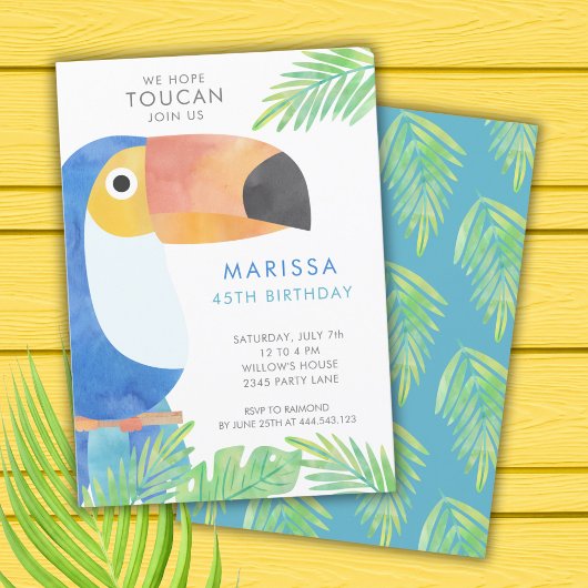 WATERCOLOR TOUCAN GEBURTSTAG EINLADUNG