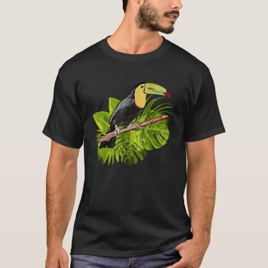 Watercolor Toucan Palm Leaves Rainforest Toucan T-Shirt (Vorderseite)