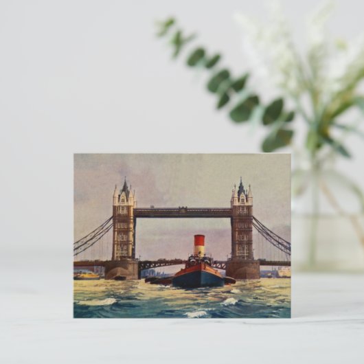 Watercolor Tower Bridge, Dampfer London Postkarte (Stehend Vorderseite)