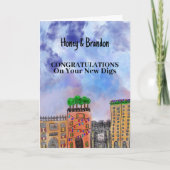 Watercolor Townhouse - Neues Zuhause Herzlichen Gl Karte (Vorderseite)