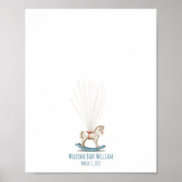 Watercolor Toy Horse Fingerprint Gästebuch