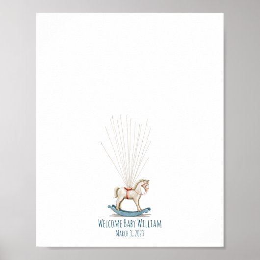 Watercolor Toy Horse Fingerprint Gästebuch (Vorne)