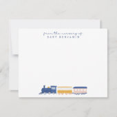 Watercolor Train Baby Boy Nursery Note Card Einladung (Vorderseite)