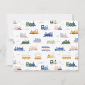 Watercolor Train Baby Boy Nursery Note Card Einladung (Rückseite)