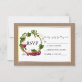 Watercolor Trauben Reben Holzkruste Hochzeit RSVP Karte (Vorderseite)