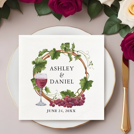 Watercolor Trauben Reben Waldbrand Hochzeit Serviette