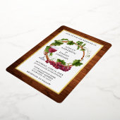 Watercolor Trauben Wreath Wood Wedding Gold Folieneinladung (Gedreht)