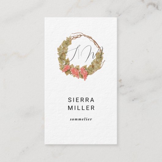 Watercolor Traubenwein Visitenkarte (Vorderseite)