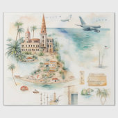 Watercolor Travel Map Geschenkpapier (Flach)