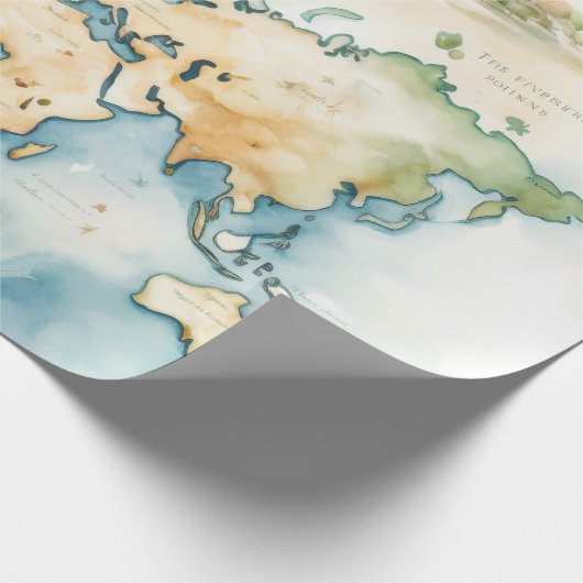 Watercolor Travel Map Geschenkpapier (Ecke)