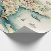 Watercolor Travel Map Geschenkpapier (Ecke)