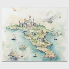 Watercolor Travel Map Geschenkpapier