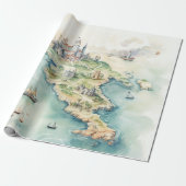 Watercolor Travel Map Geschenkpapier (Ungerollt)