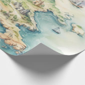 Watercolor Travel Map Geschenkpapier (Ecke)