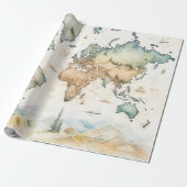 Watercolor Travel Map Geschenkpapier (Ungerollt)