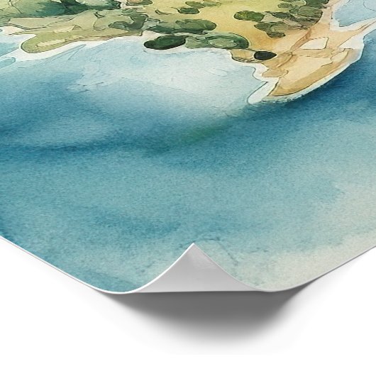 Watercolor Travel Map Poster (Ecke)