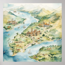 Watercolor Travel Map Poster