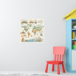 Watercolor Travel Map Poster