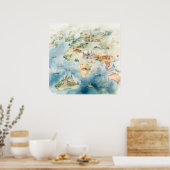 Watercolor Travel Map Poster (Küche)