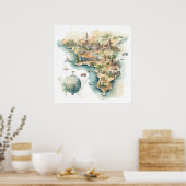 Watercolor Travel Map Poster (Küche)