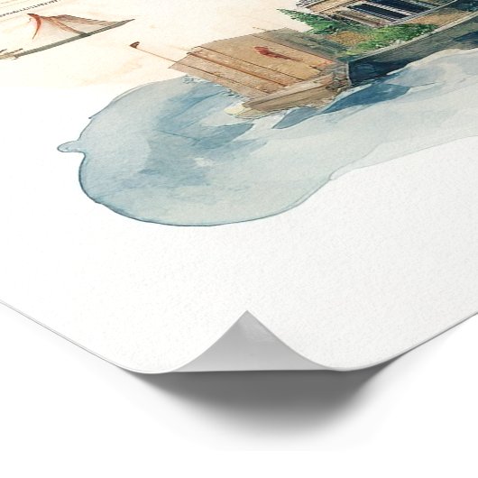 Watercolor Travel Map Poster (Ecke)