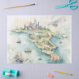 Watercolor Travel Map Seidenpapier