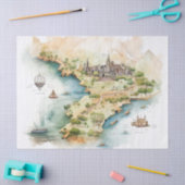 Watercolor Travel Map Seidenpapier (Basteln)