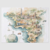 Watercolor Travel Map Seidenpapier (Vorderseite)