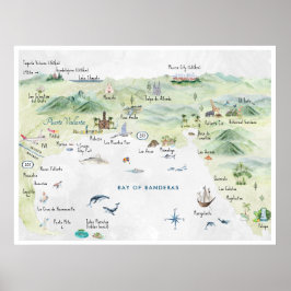 Watercolor Travel Postcard | Puerto Vallarta Poster