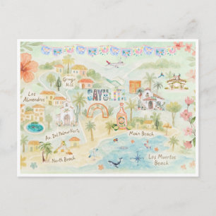 Watercolor Travel Postcard Sayulita Mexico Postkarte
