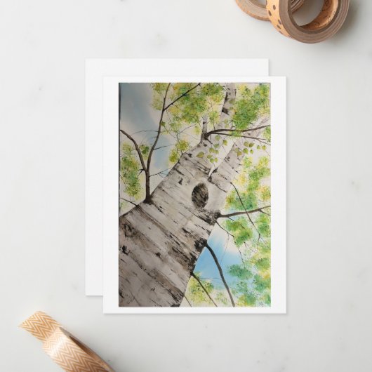 Watercolor Tree  Mitteilungskarte (Vorderseite/Rückseite Beispiel)