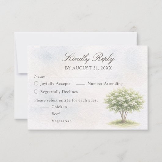 Watercolor Tree Wedding RSVP Card Karte (Vorderseite)