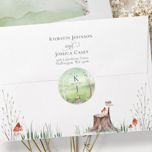 Watercolor Tree Whimsical Boho Wedding Einladung Runder Aufkleber