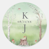 Watercolor Tree Whimsical Boho Wedding Einladung Runder Aufkleber (Vorderseite)