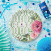 Watercolor Trellis Floral Rose Peony Bridal Shower Pappteller (Party)