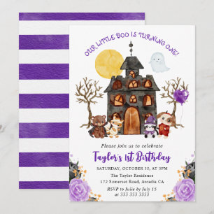 Watercolor Trick or Treat Halloween 1. Geburtstag Einladung