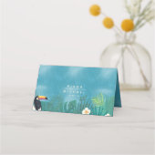 Watercolor Tropica Wedding Table Aquamarin ID577 Platzkarte (Rückseite)